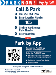 Parking Lot Sign with directions on how to use ParkNOW!